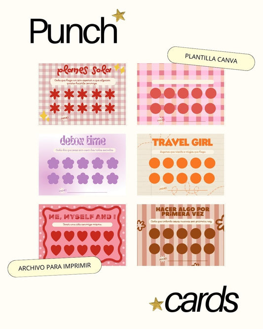 ✨ PUNCHCARDS✨  Plantilla + imprimible